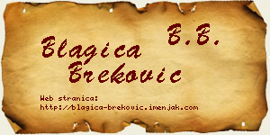 Blagica Breković vizit kartica